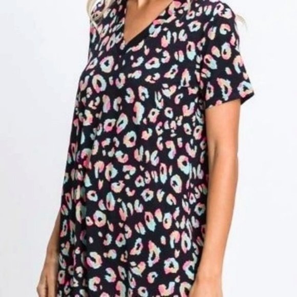 Heimish Full Size Leopard Ruffle Trim Short Sleeve Top